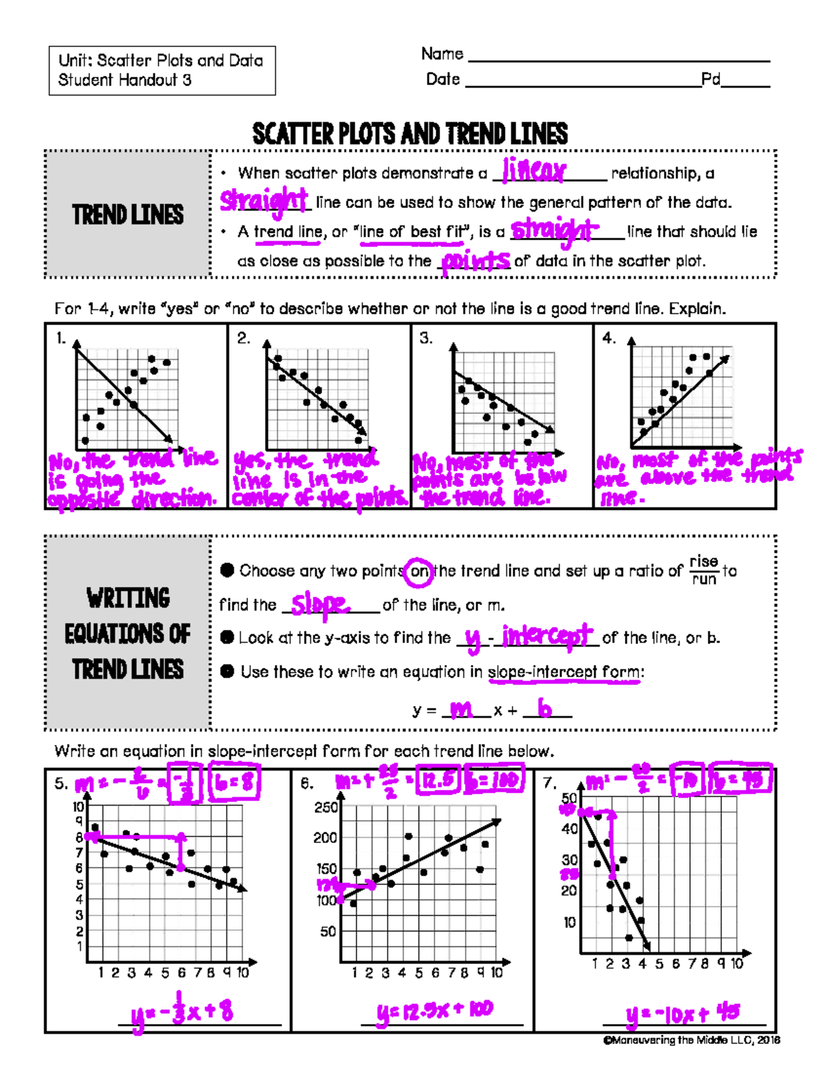 3 5 problem solving scatter plots and trend lines answers