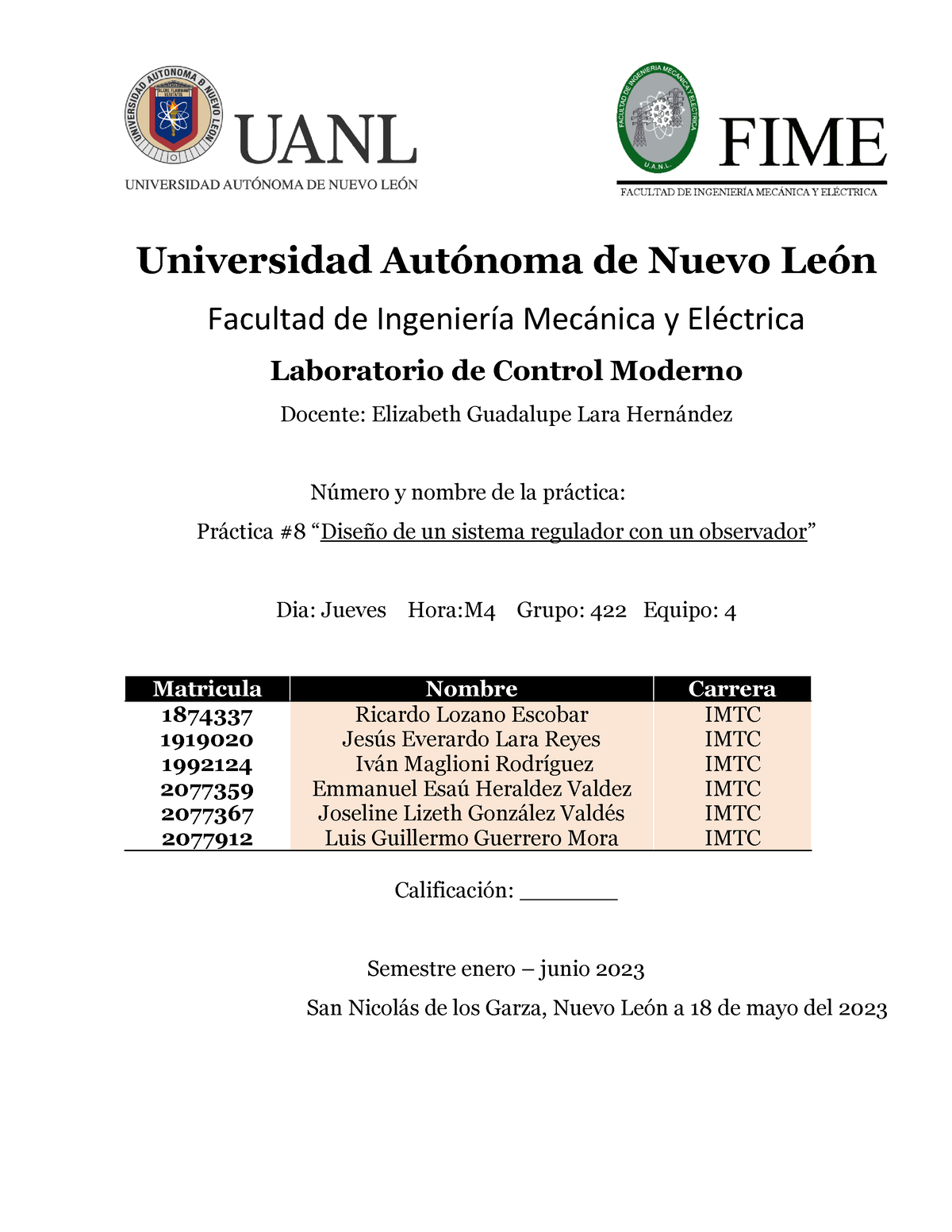 LAB-CM-P8-EQ4-422-E23[3583] 124343 (1) - Universidad Autónoma De Nuevo ...