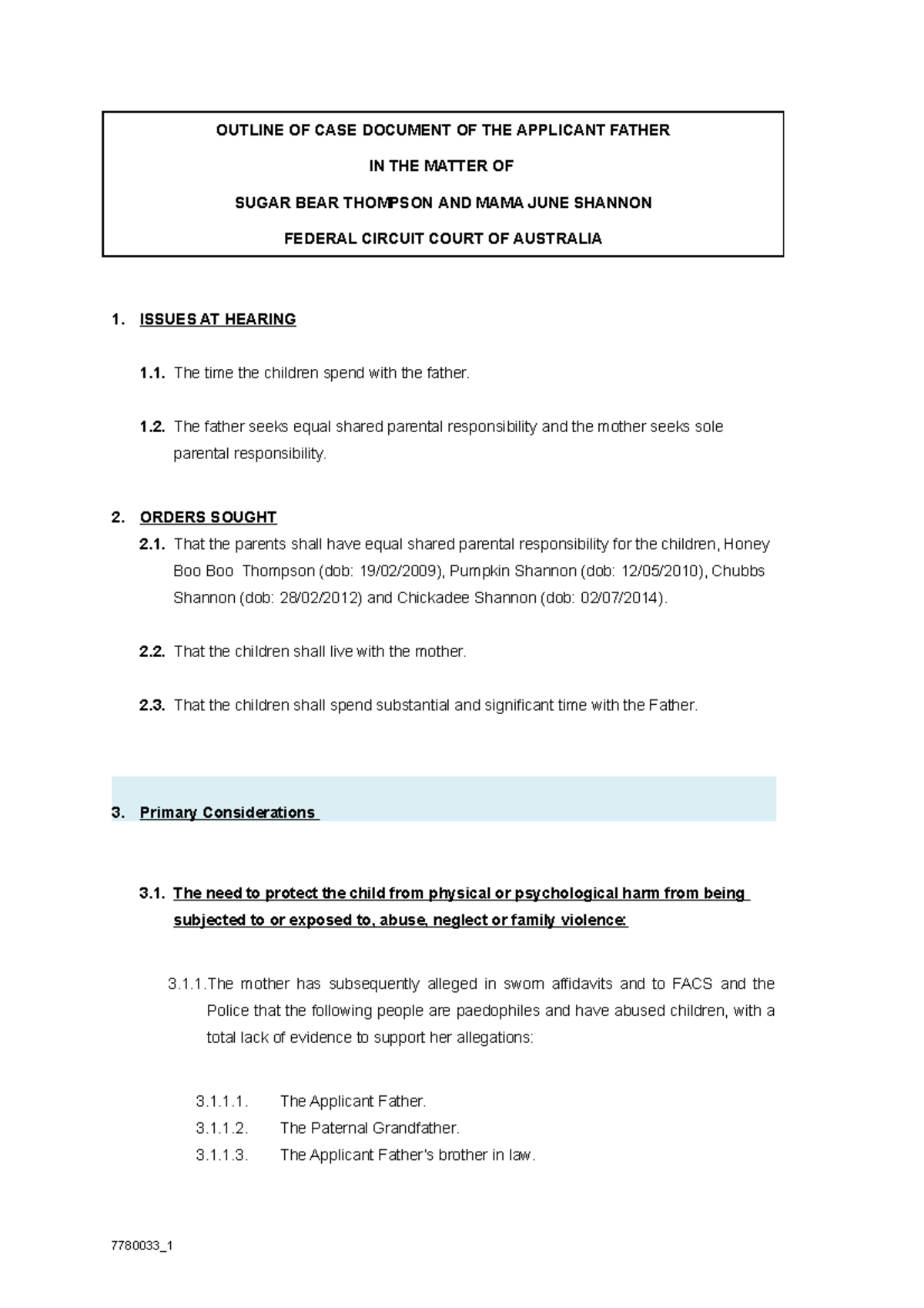 Case Outline Assessment - Example - OUTLINE OF CASE DOCUMENT OF THE ...