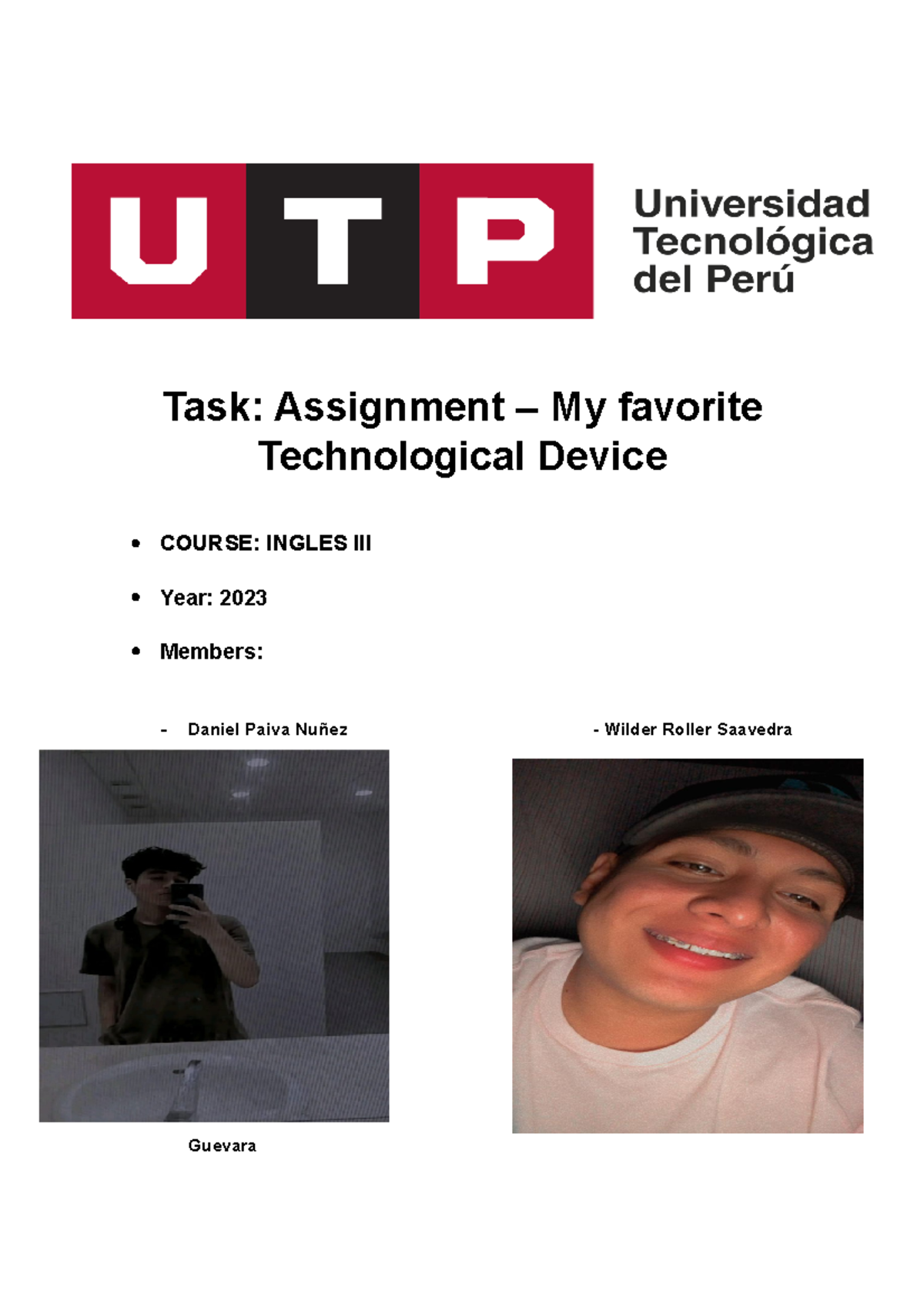 Tarea de ingles zzzzz Task Assignment My favorite Technological