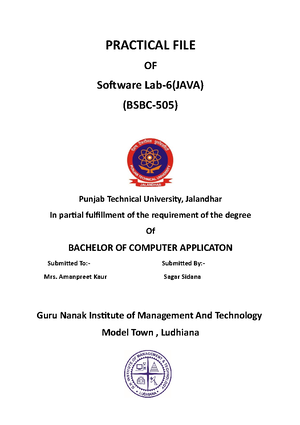 Project Report File - PRACTICAL FILE OF Project Work – 1 (BSBC-506 ...