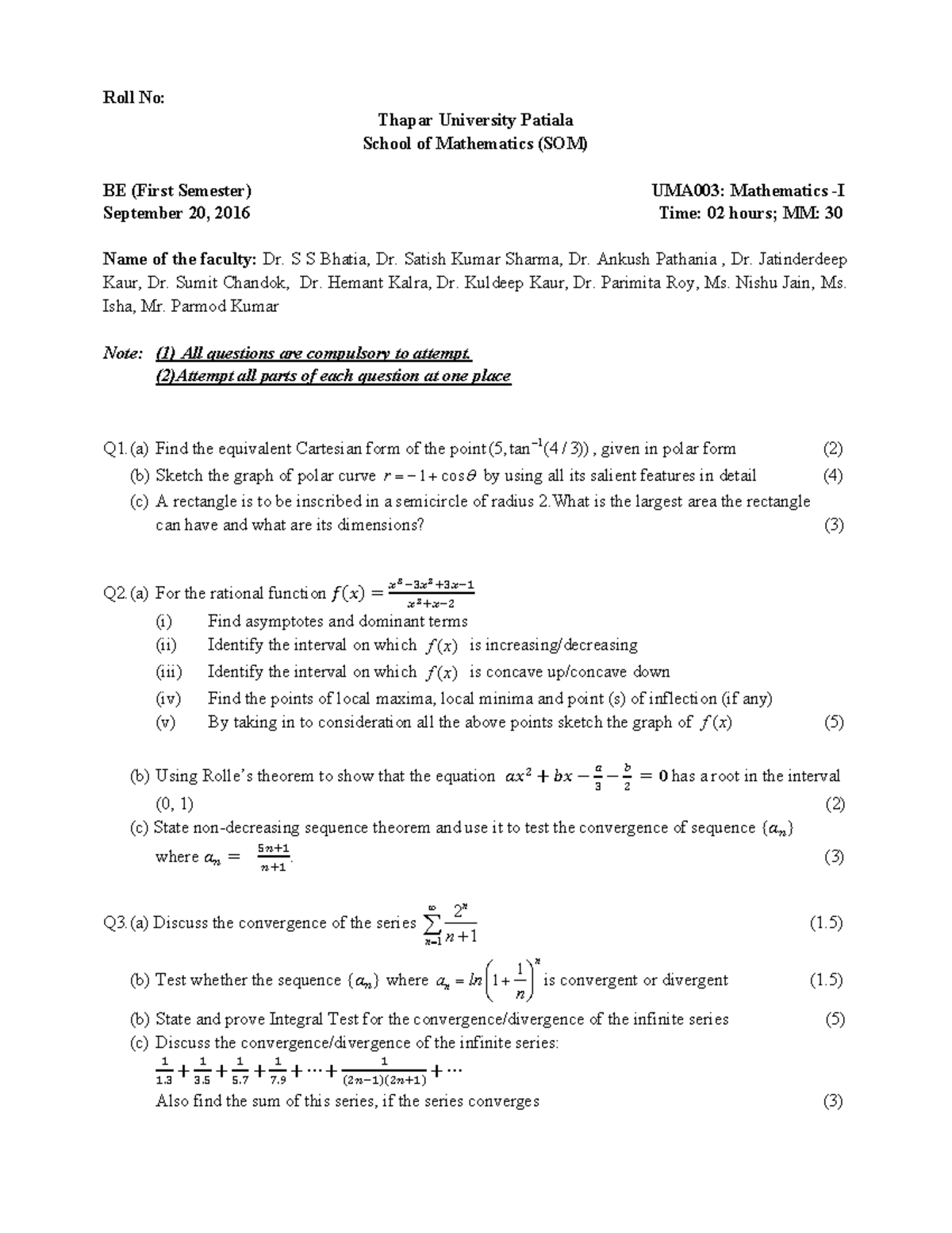 2. MST 2016 Odd - it is helpful - Roll No: Thapar University Patiala ...