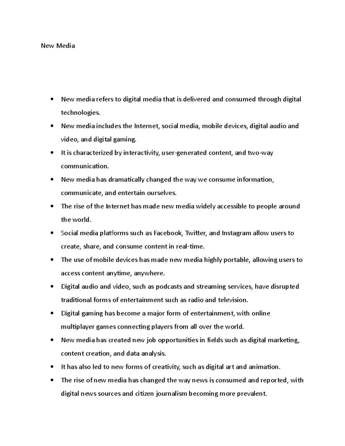 New Media notes New Media New media refers to digital media that is