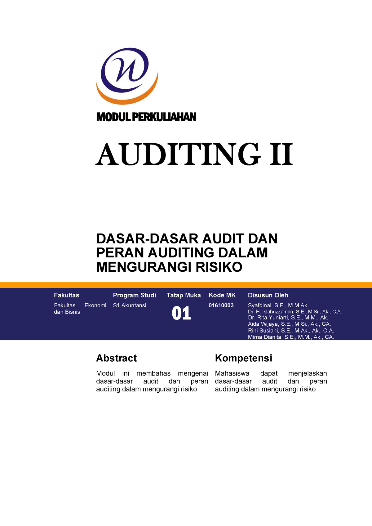 Modul 1. Dasar-dasar Audit Dan Peran Auditing Dalam Mengurangi Risiko ...