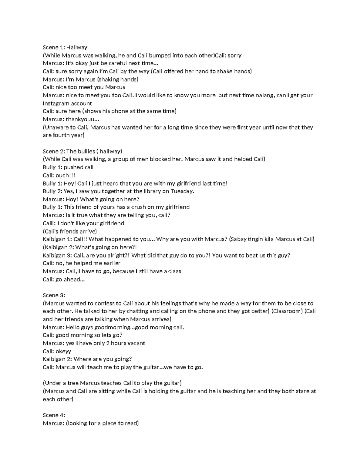 Scriptttttttttt - sqwwqwssxabsgsh - Scene 1: Hallway (While Marcus was ...