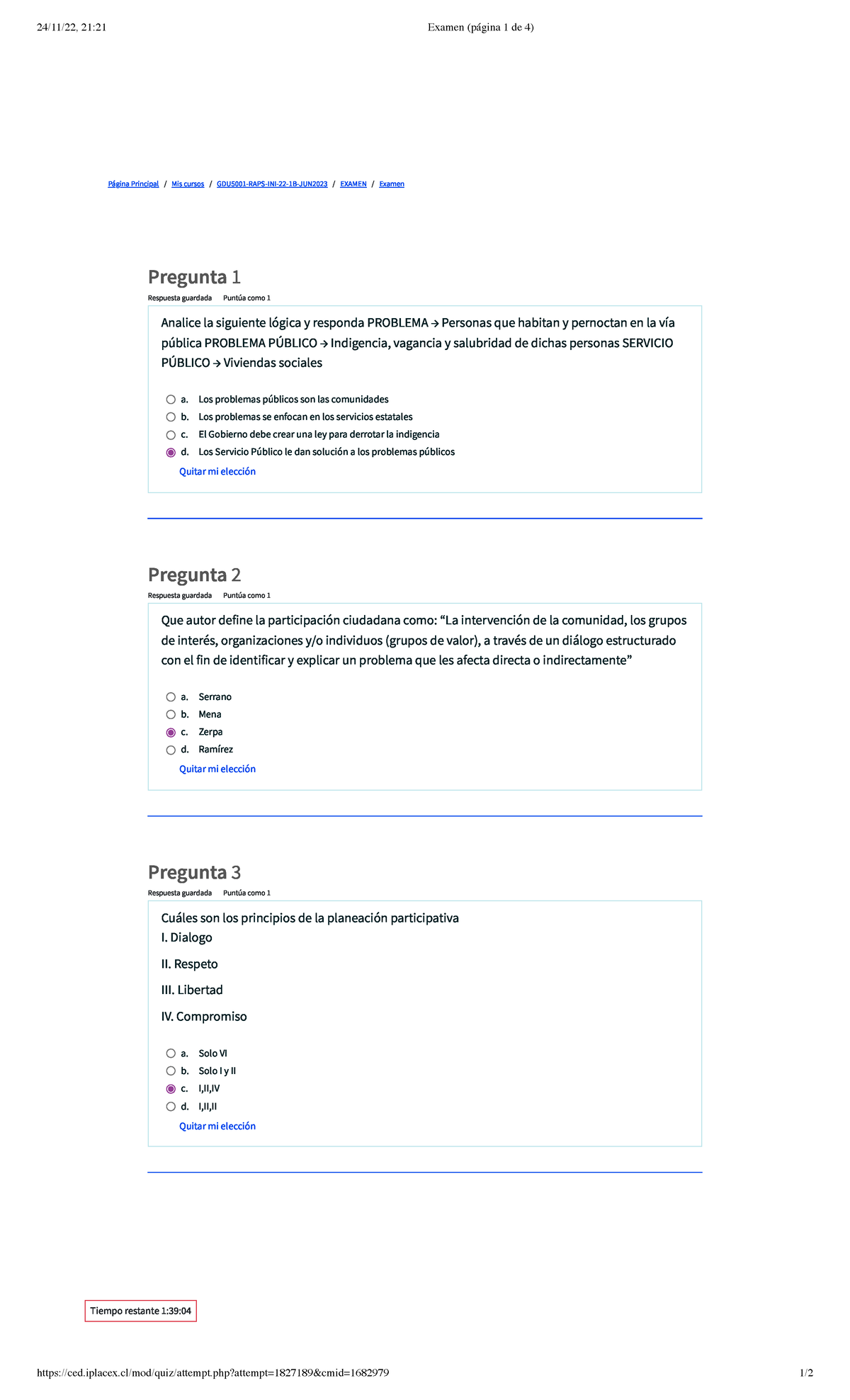 Gestión De Usuario RAPS - Ced.iplacex/mod/quiz/attempt.php?attempt ...