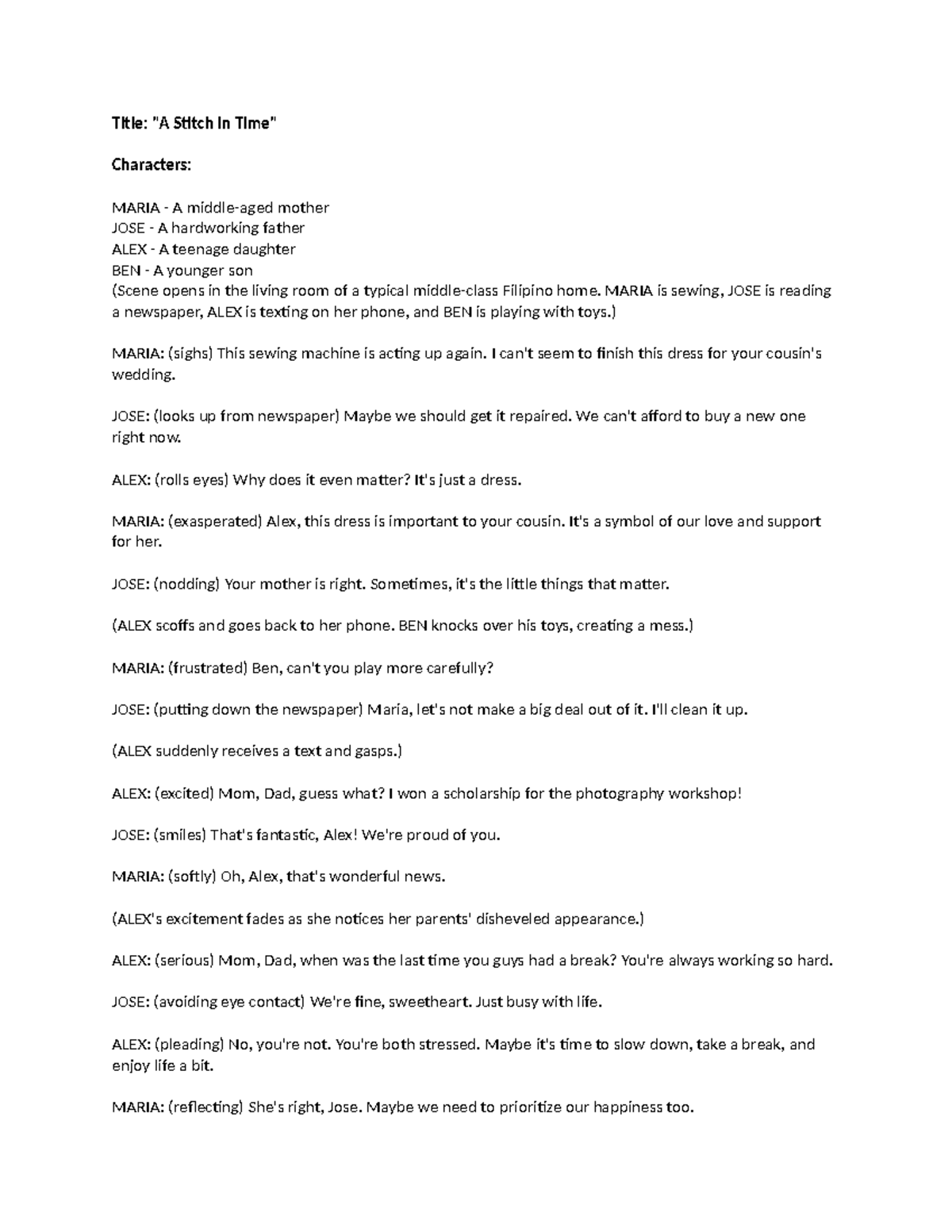 Drama Script Sample - Title: 