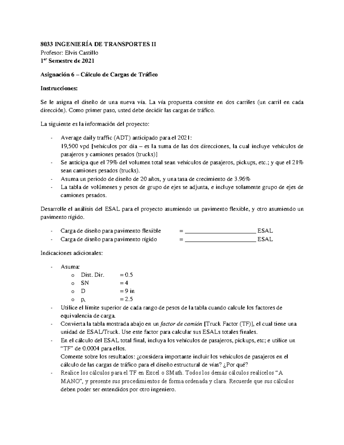 Asignaci N C Lculo De Cargas De Tr Fico Ingenier A De