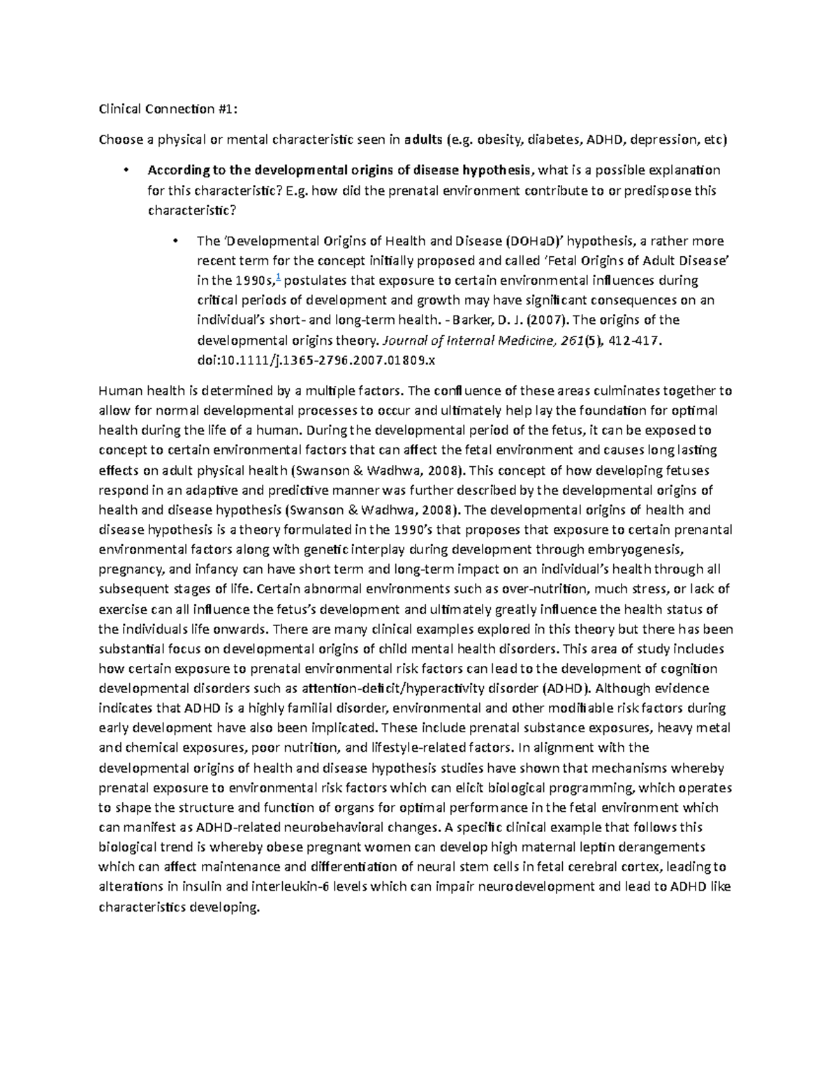 Clinical Connection #1 - obesity, diabetes, ADHD, depression, etc ...