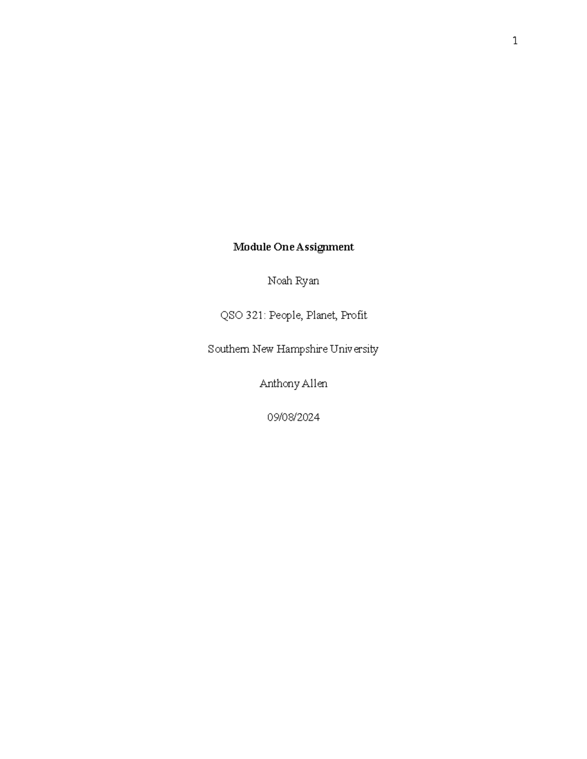 Module One Assignment QSO - Module One Assignment Noah Ryan QSO 321 ...