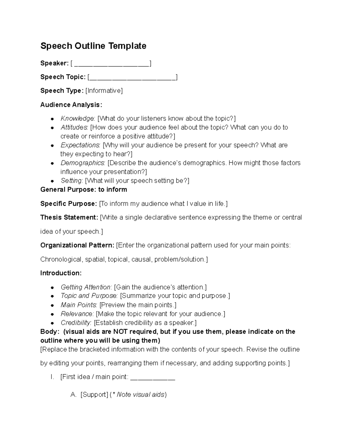 speech outline google docs