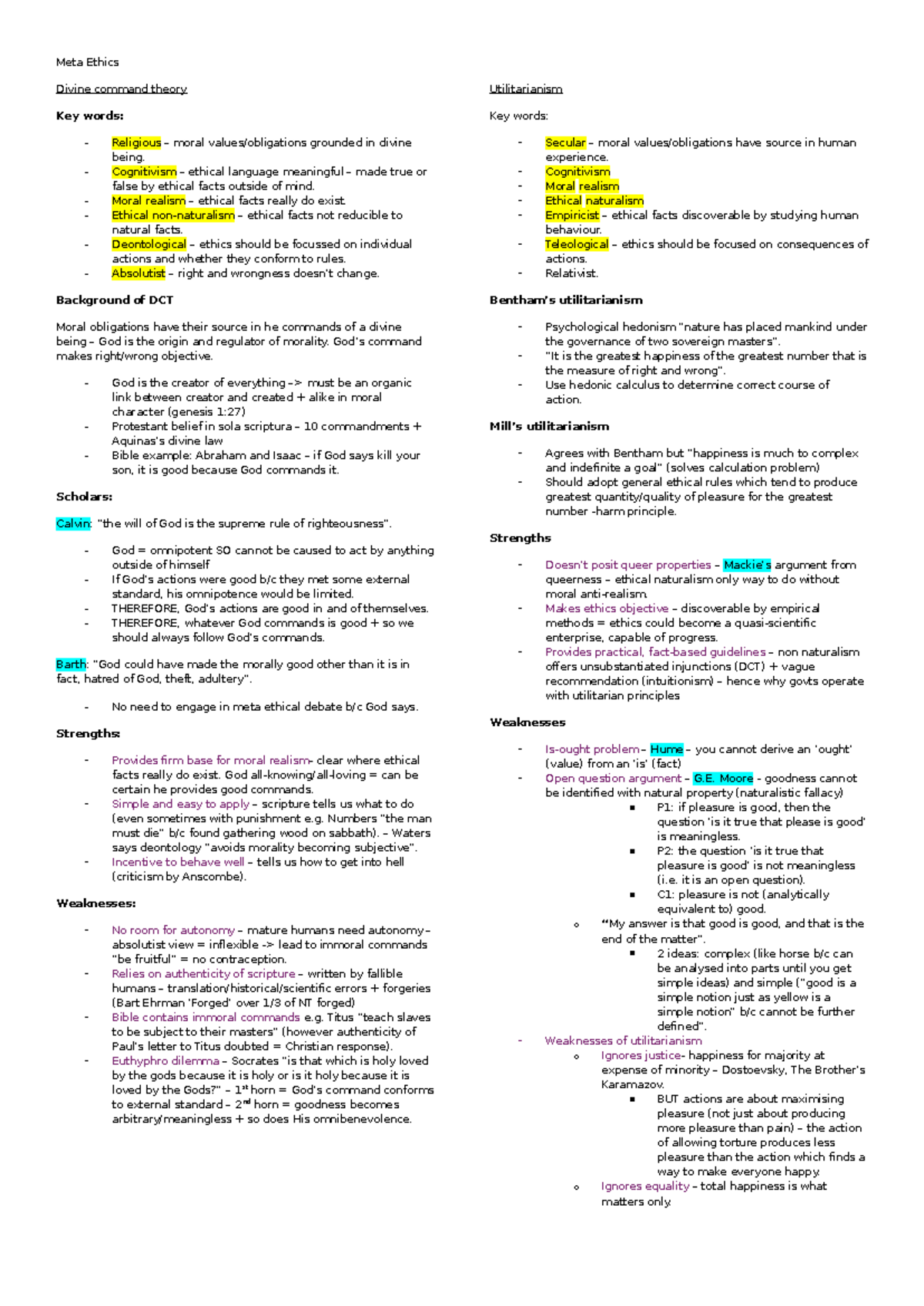 ALEVEL META ETHICS - Meta Ethics Divine command theory Key words ...