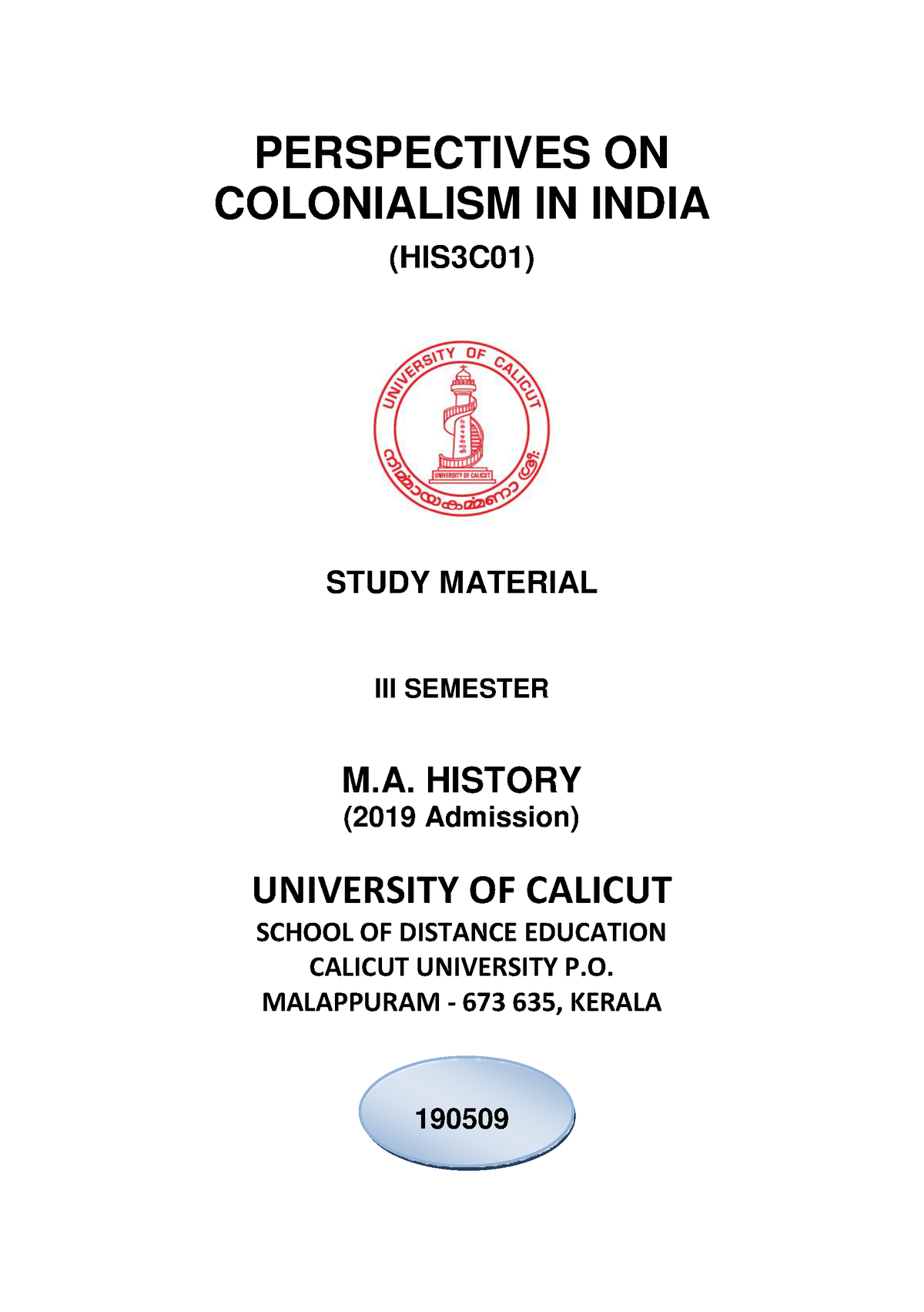 Perspectives ON Colonialism IN India - PERSPECTIVES ON COLONIALISM IN ...