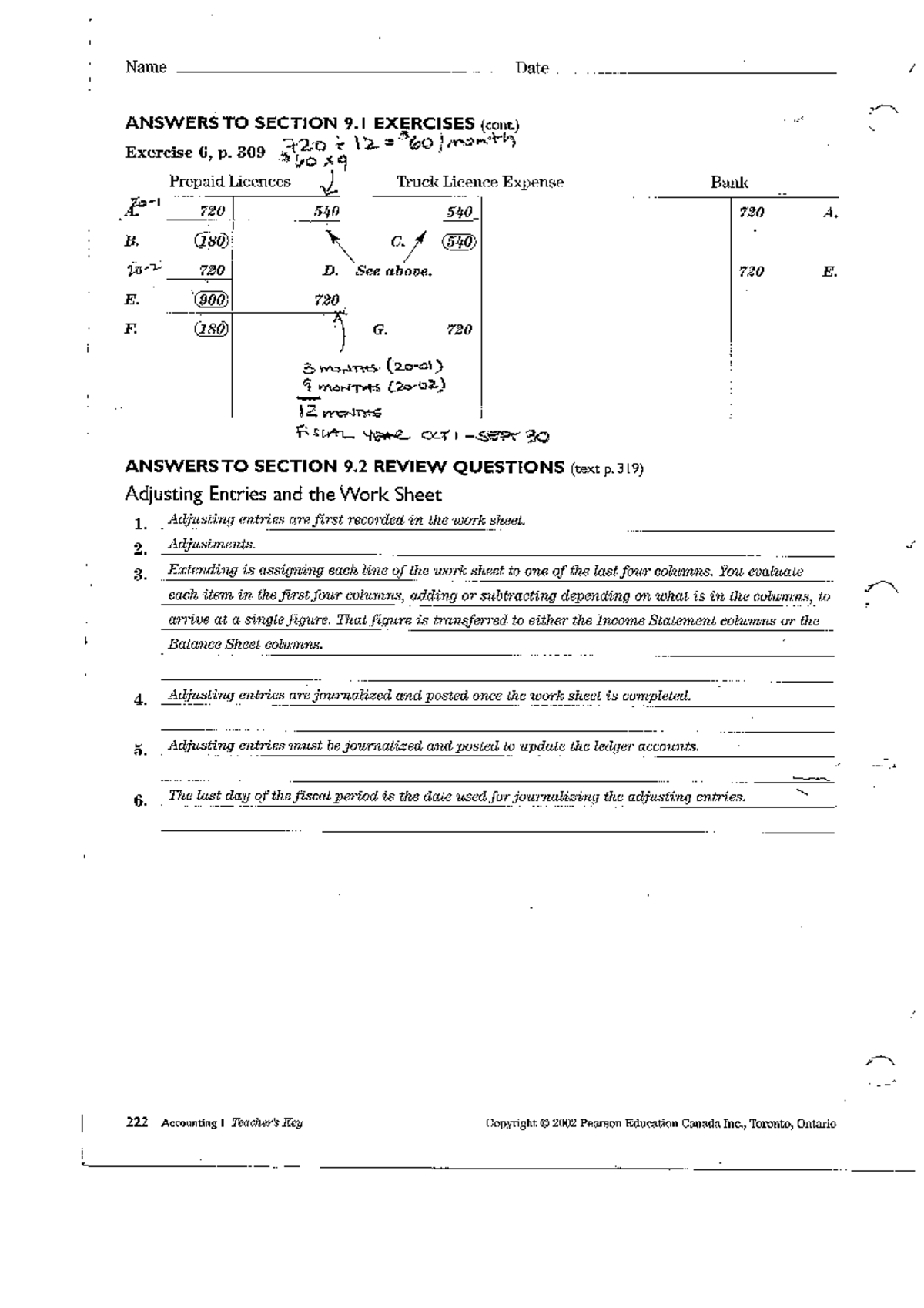 Chapter 9.2 Solutions - Name Date ANSWERS TO SECTION 9 EXERCISES (cont ...