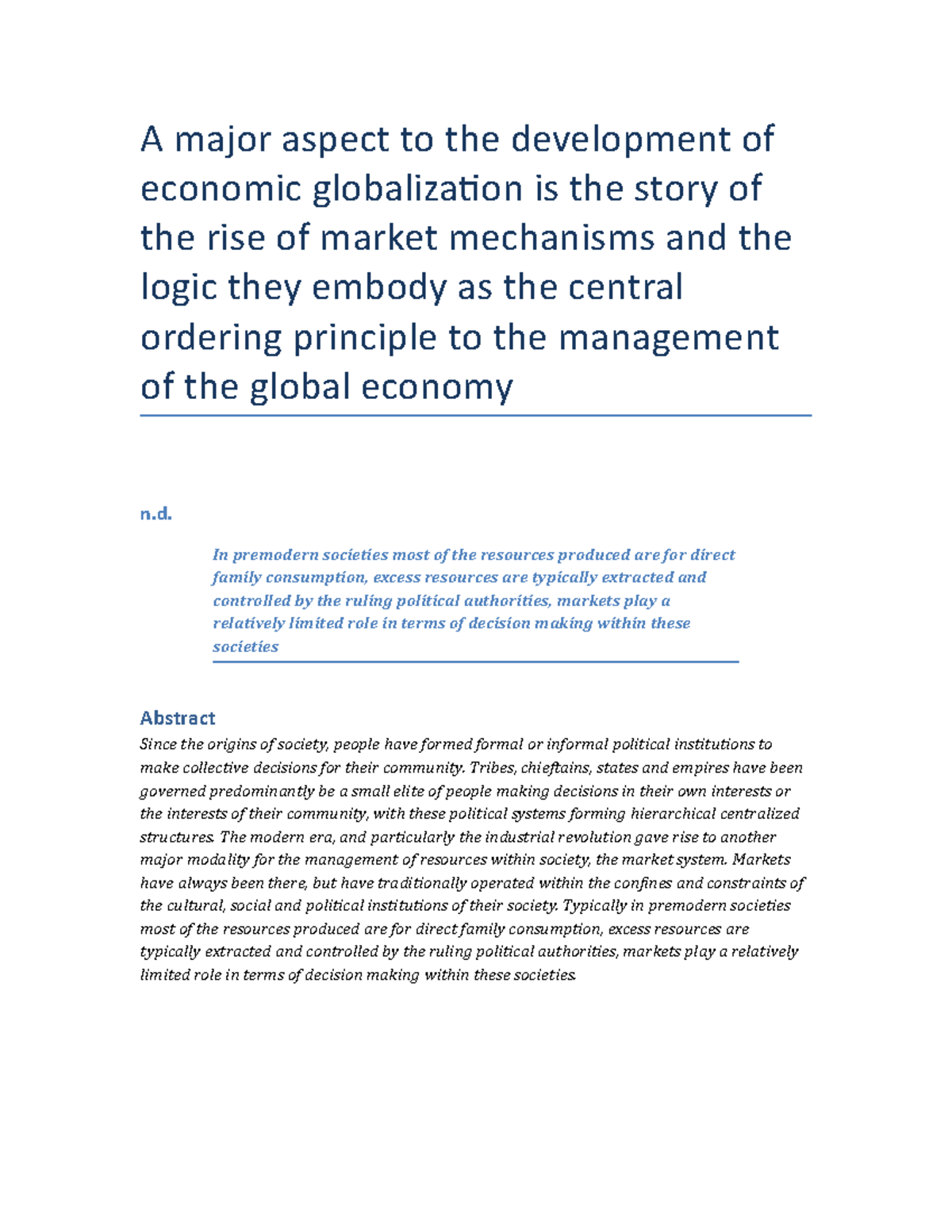 Sch5 - globalization in its changing context - A major aspect to the ...