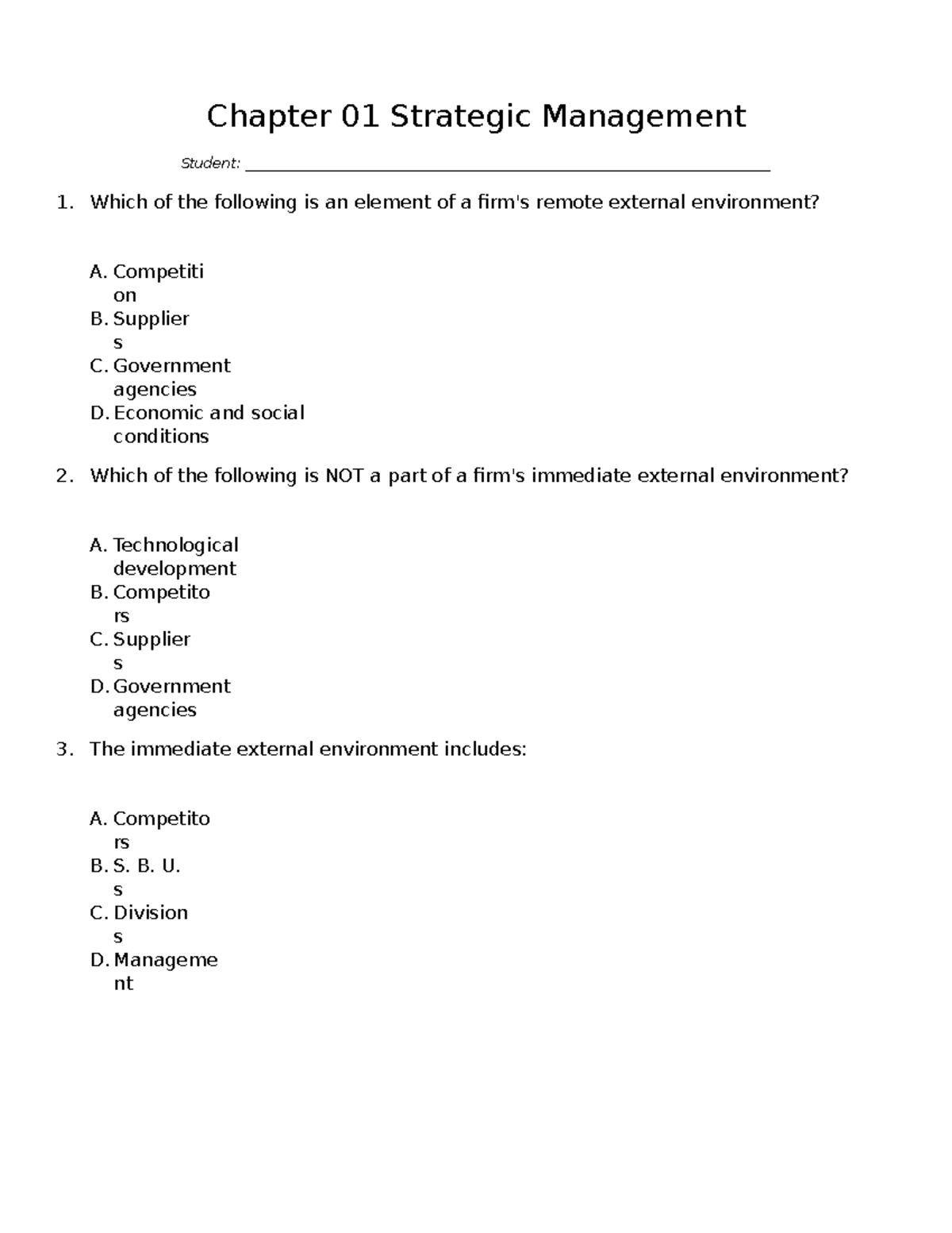 Pearce Ch001 13e TB - Chapter 01 Strategic Management _Student: - Studocu