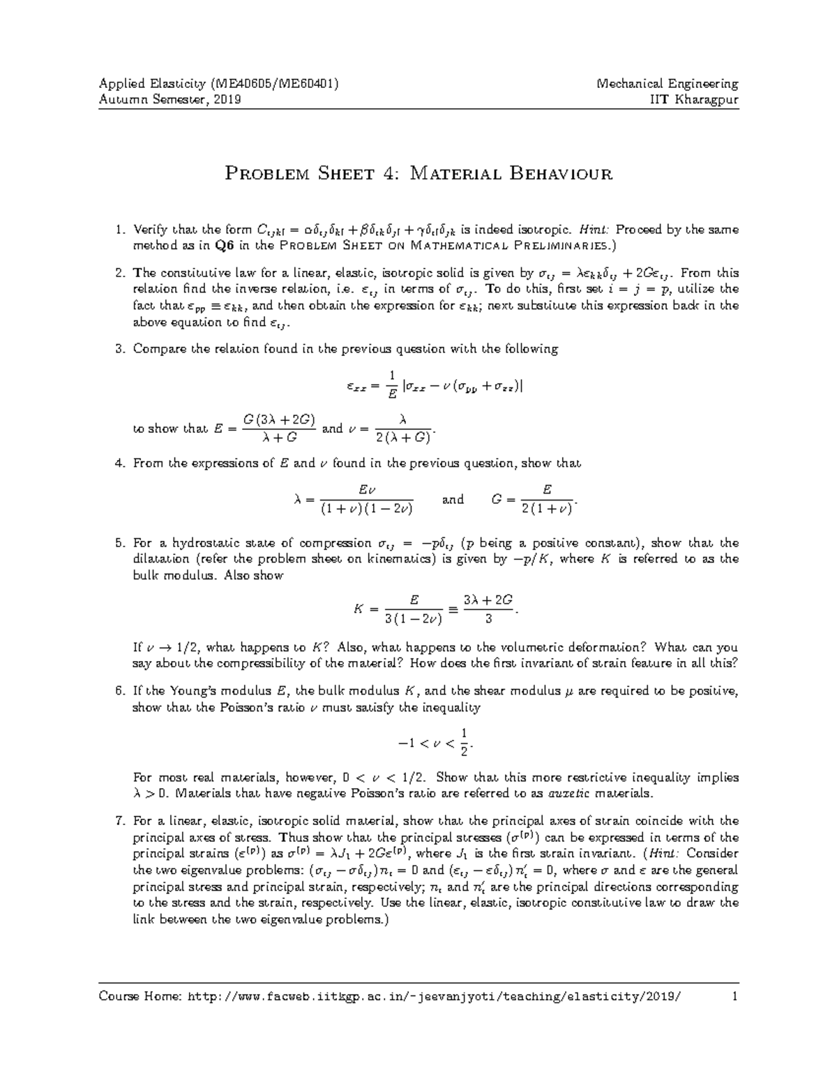 Sheet materbehav - Practice material shared by professor - Applied ...