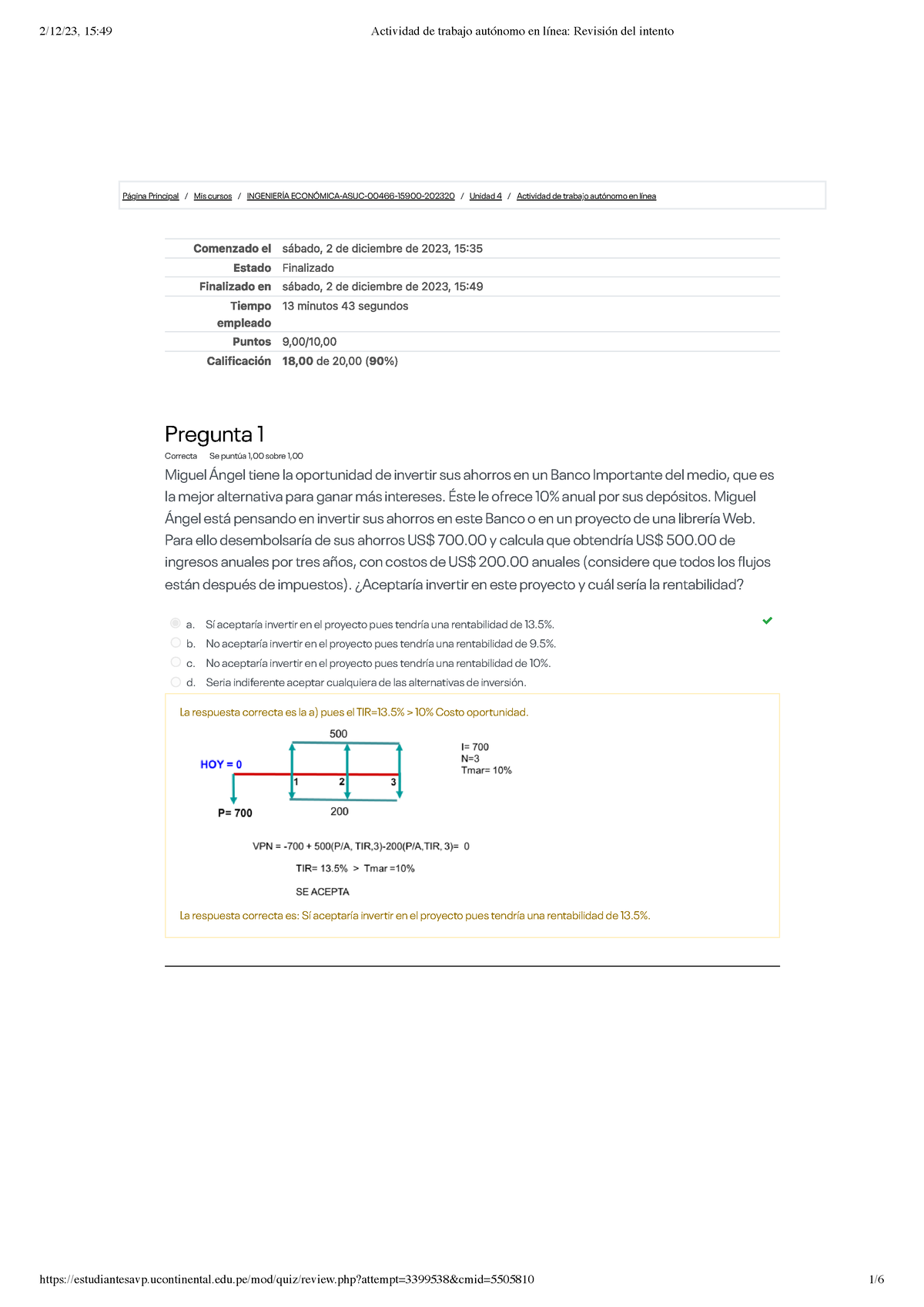 Examen ING Economica - Página Principal / Mis Cursos / INGENIERÍA ...