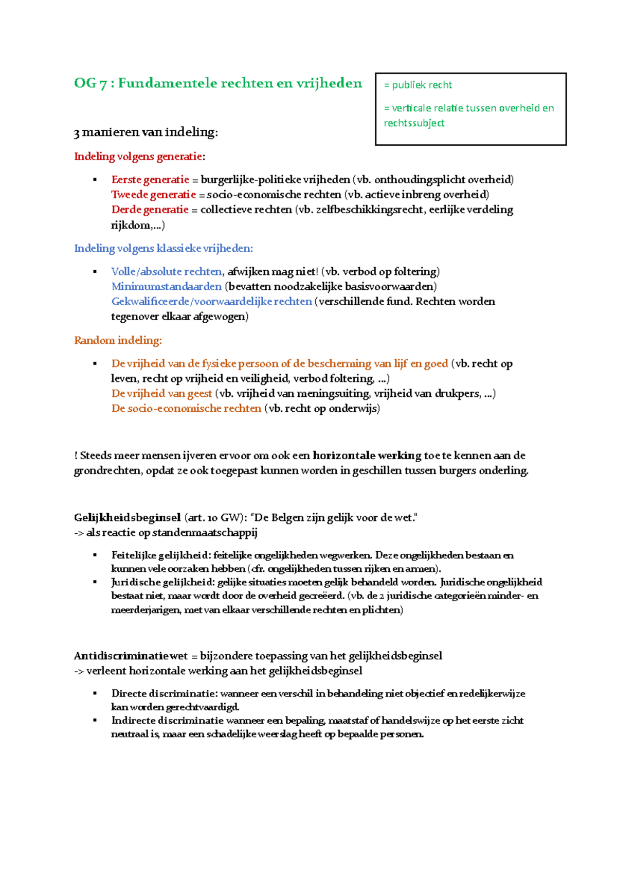 OG 7 Fundamentele Rechten En Vrijheden: Samenvatting - OG 7 ...