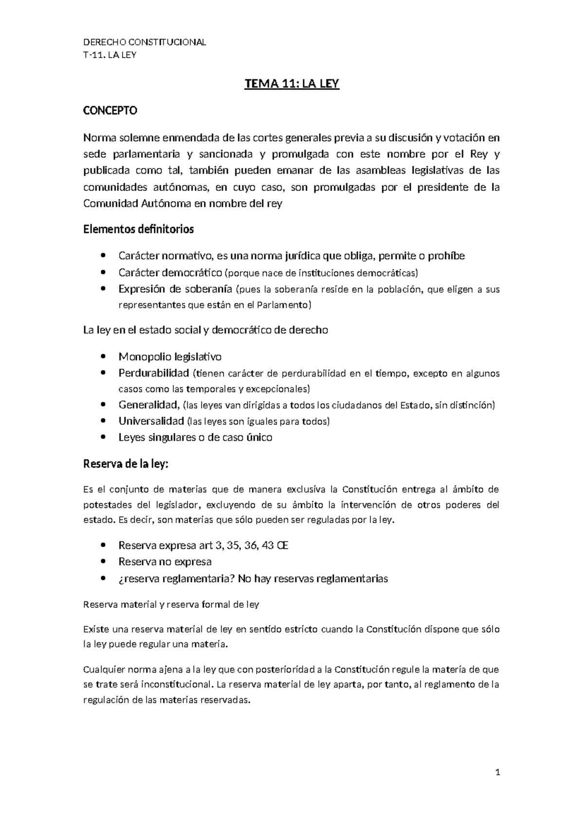 TEMA 11 LA LEY - apuntes - T-11. LA LEY TEMA 11: LA LEY CONCEPTO Norma ...