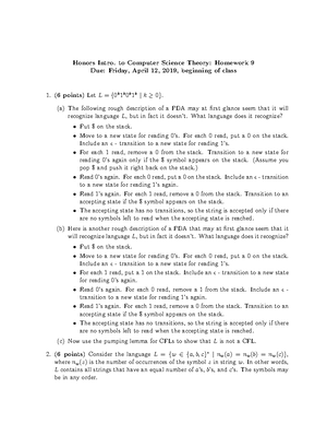 Homework 3 - HW 3 - Honors Intro. to Computer Science Theory—Homework 3 ...