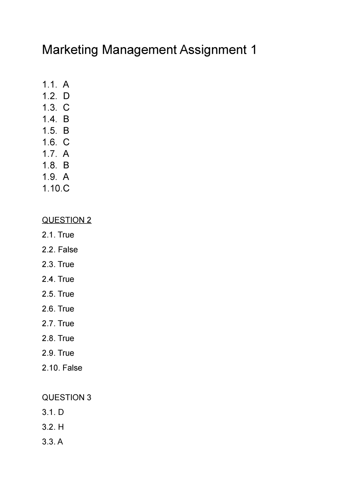 marketing management assignment 1