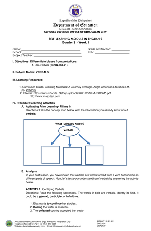 Module 1 Quarter 1 Week 1 - English Quarter 1 – Module 3: Communicative ...