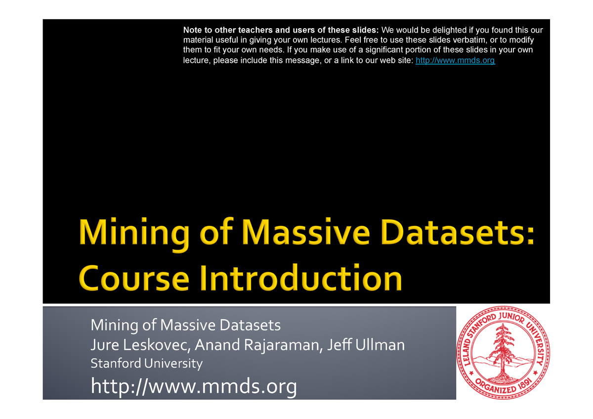 Ch01-intro - Aaaaaaaaaa - Mining Of Massive Datasets Jure Leskovec ...