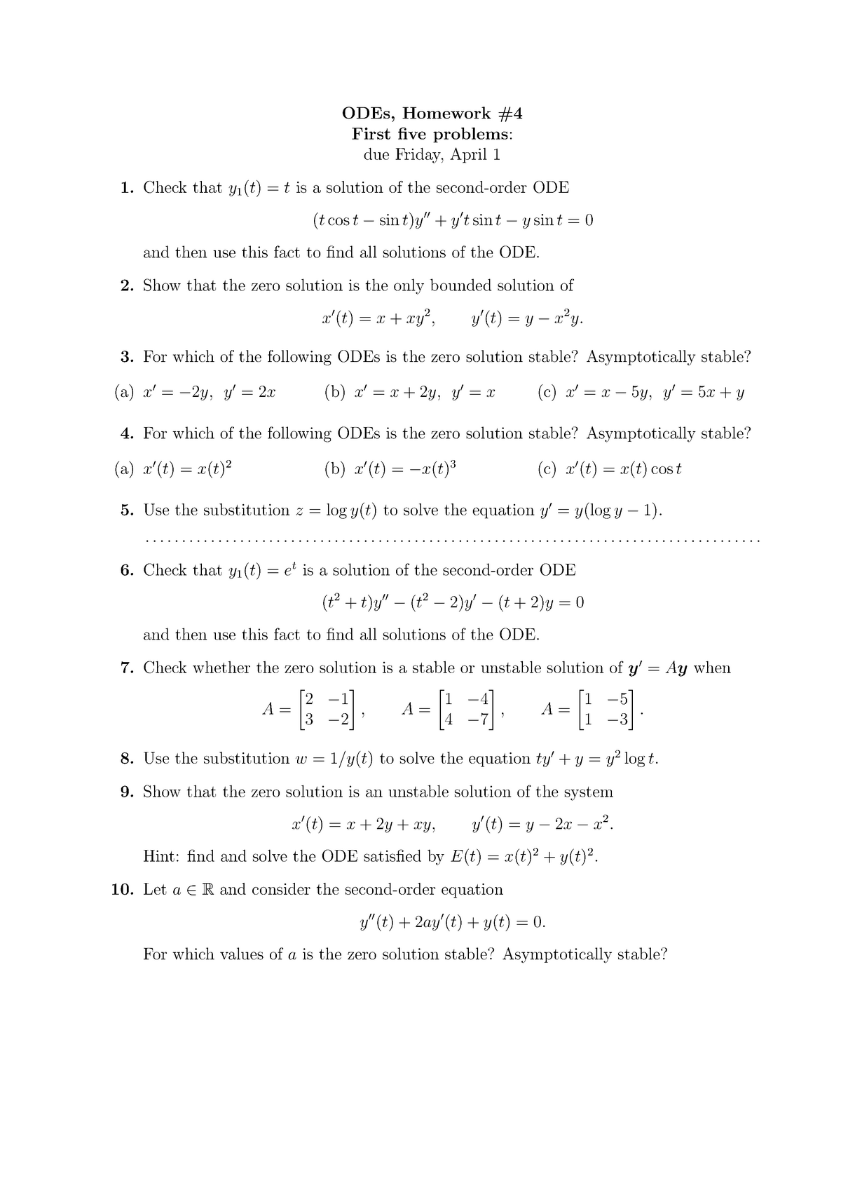 Ma2327 16 17 Homework 4 Trinity College Dublin Studeersnel