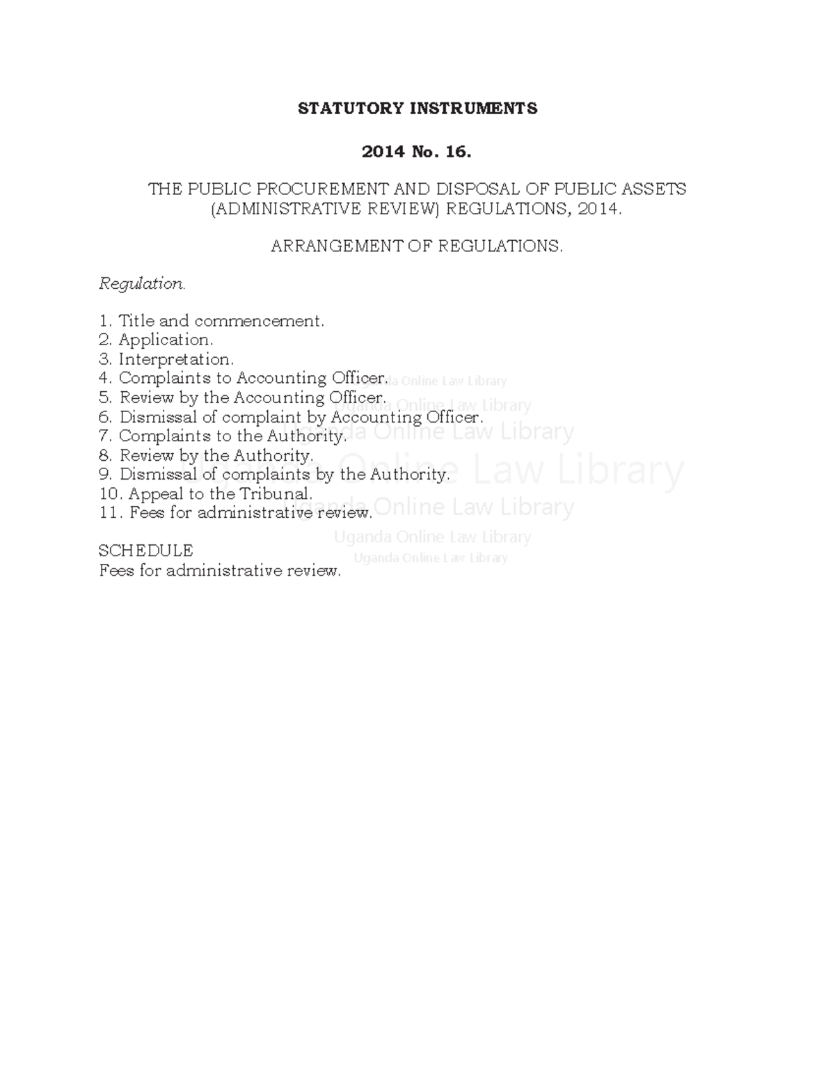 Public Procurement and Disposal of Public Assets (Administrative Review ...