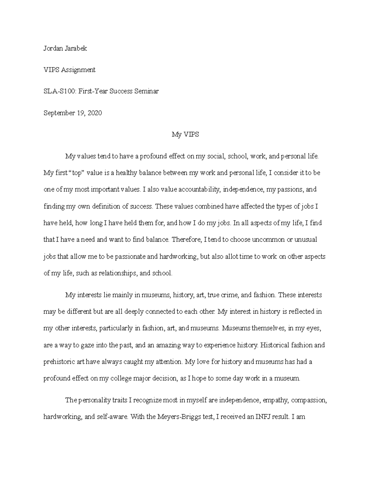 VIPS Assignment - Jordan Jarabek - Jordan Jarabek VIPS Assignment SLA ...