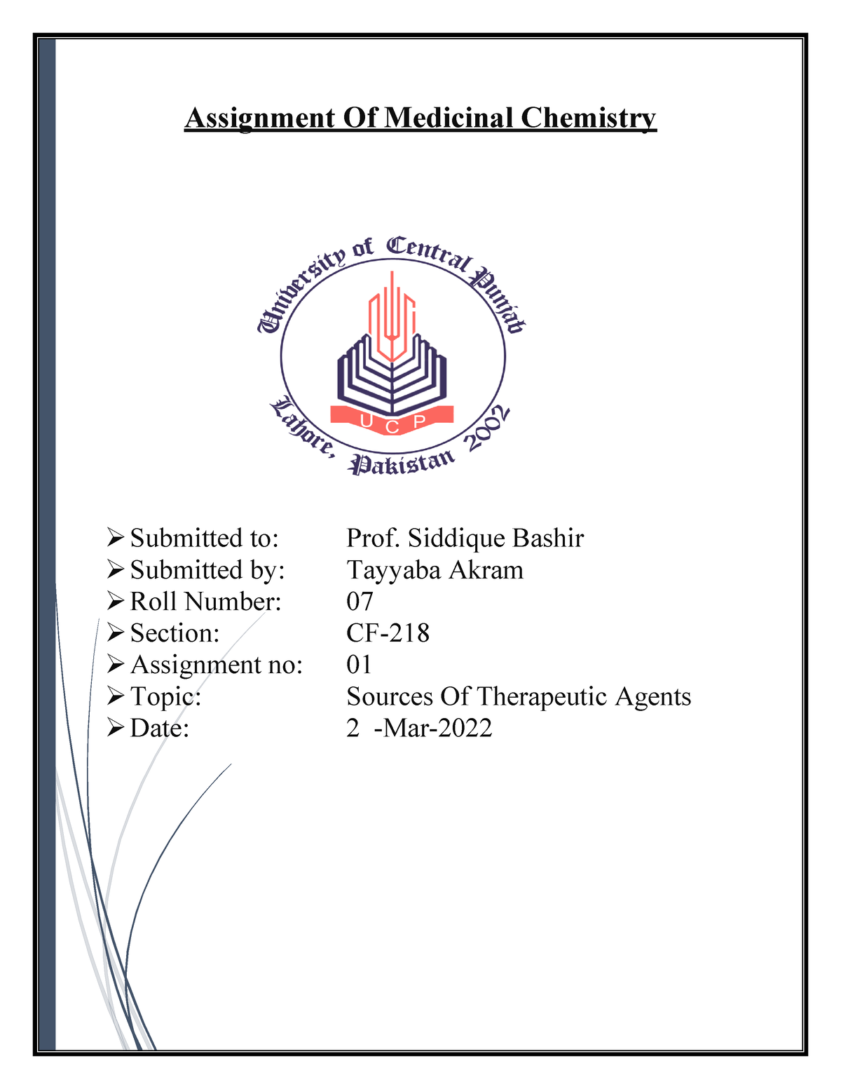 nptel medicinal chemistry assignment