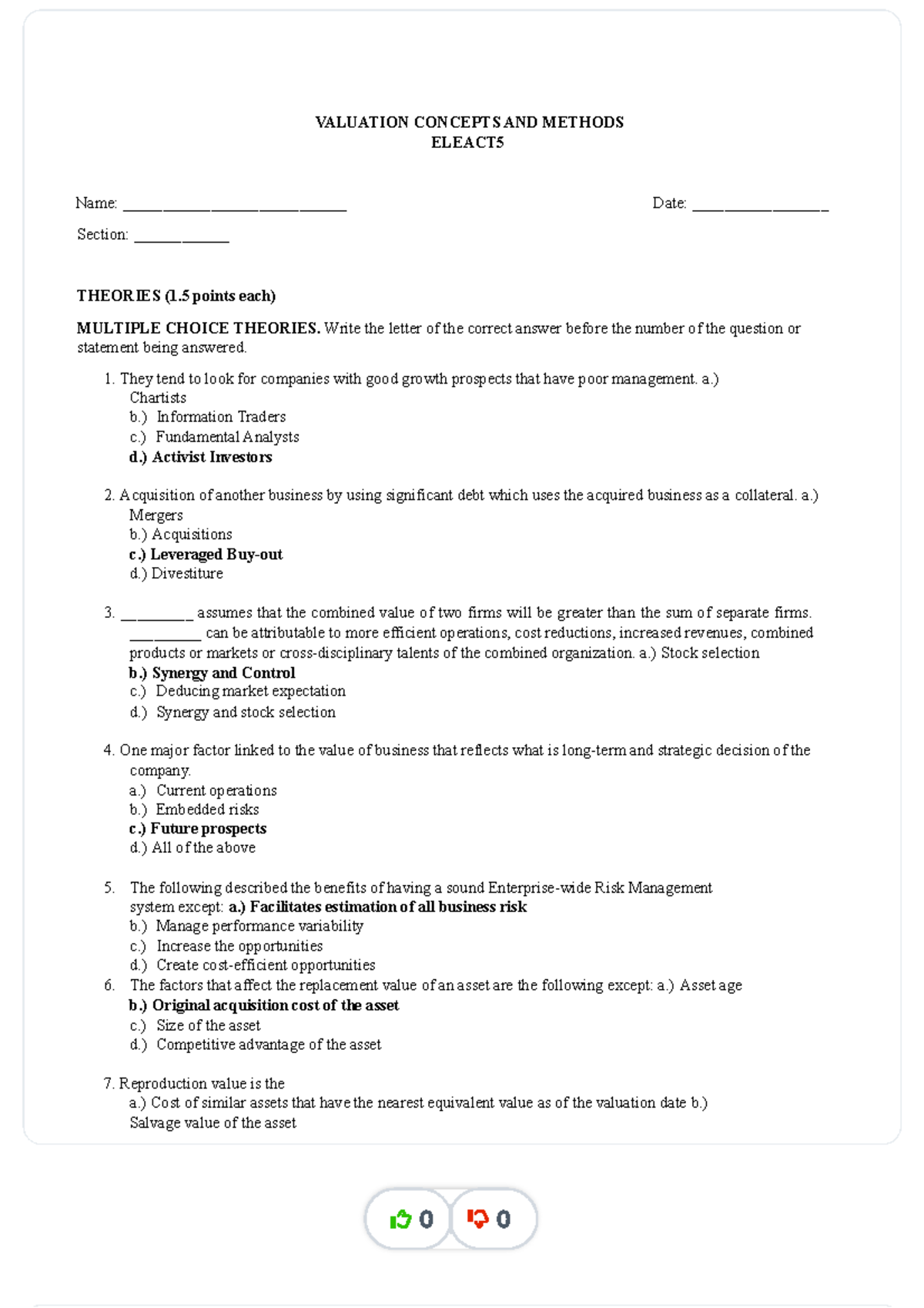 Seatwork-no-lecture-notes compress - VALUATION CONCEPTS AND METHODS ...