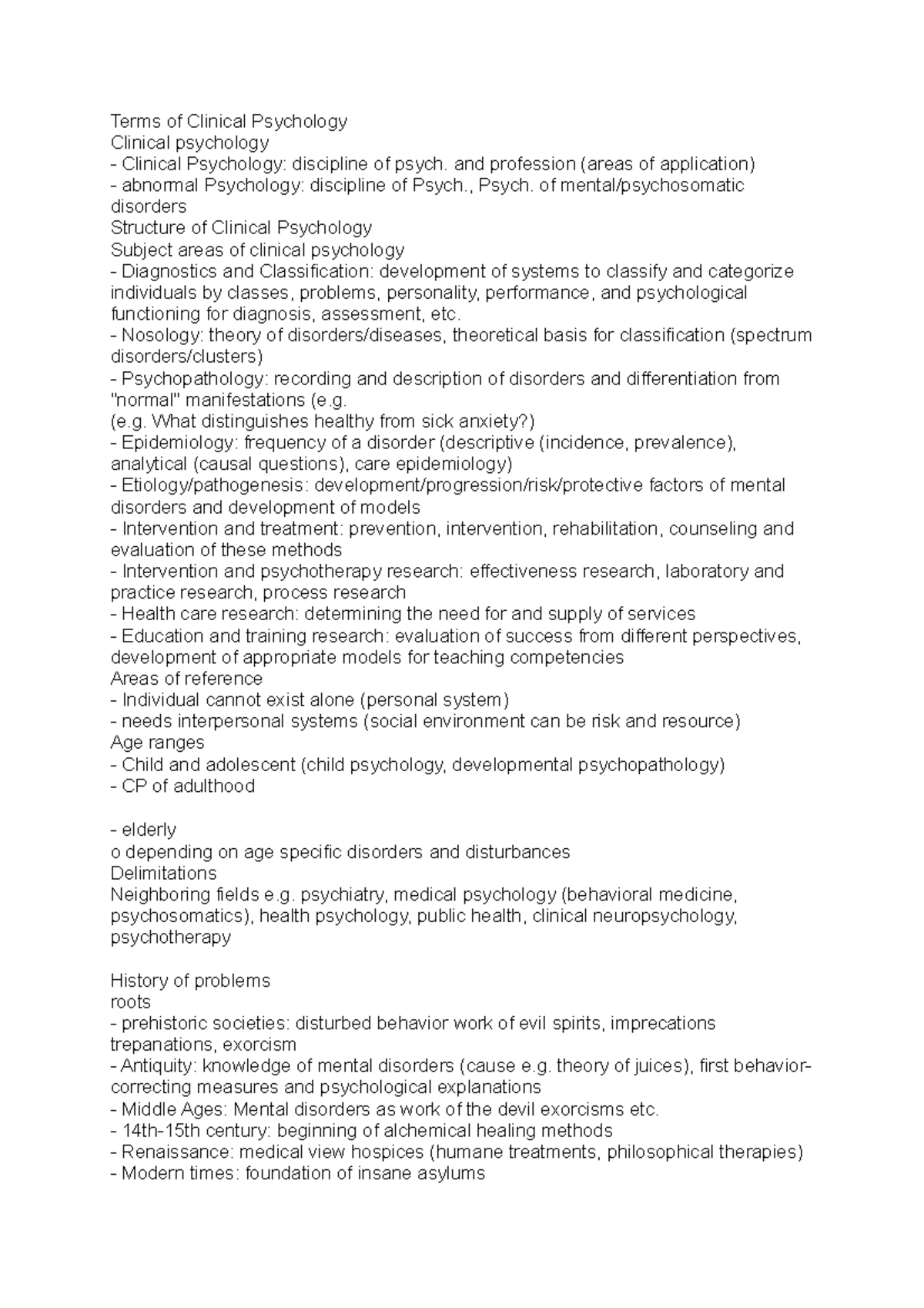 Terms of Clinical Psychology - Terms of Clinical Psychology Clinical ...