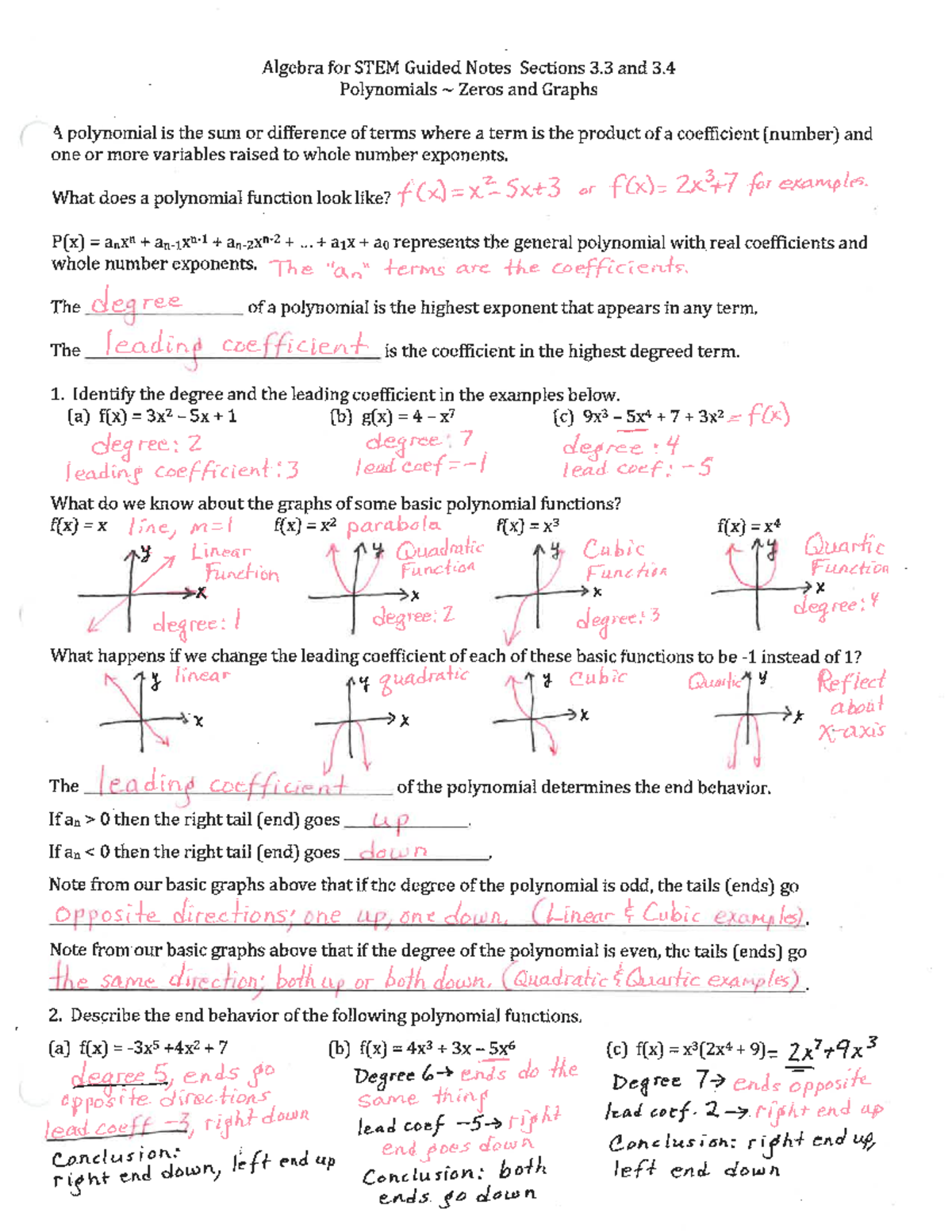 Poly Zeros,Graphs Notes Completed - MATH 1533 - Studocu