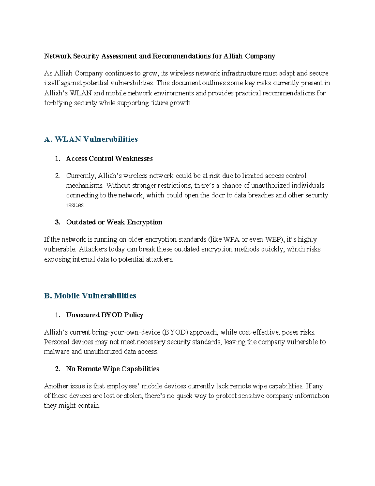 C844 Task 2 1st attempt - Network Security Assessment and ...