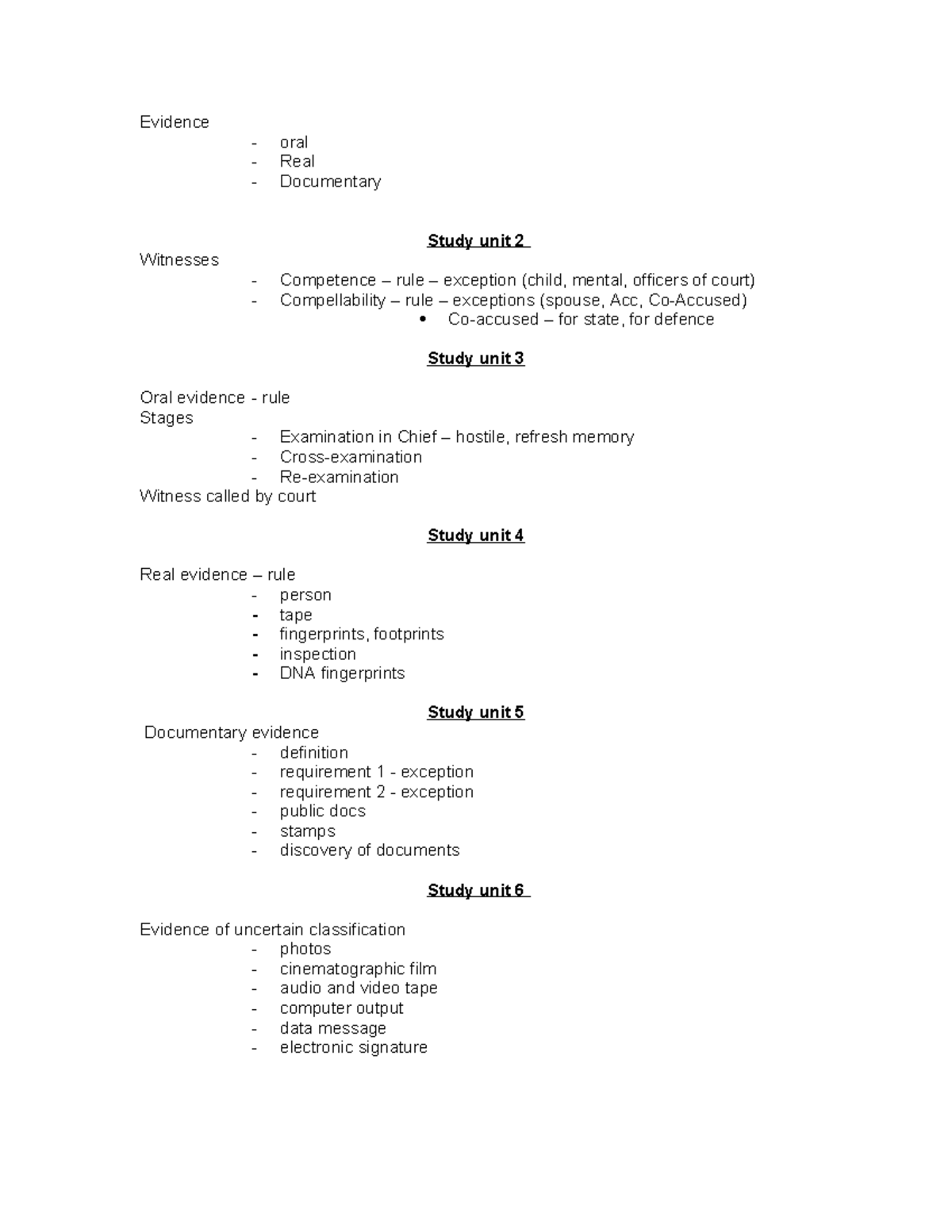 EVI3701-evidence-notes - Evidence - oral - Real - Documentary Study ...