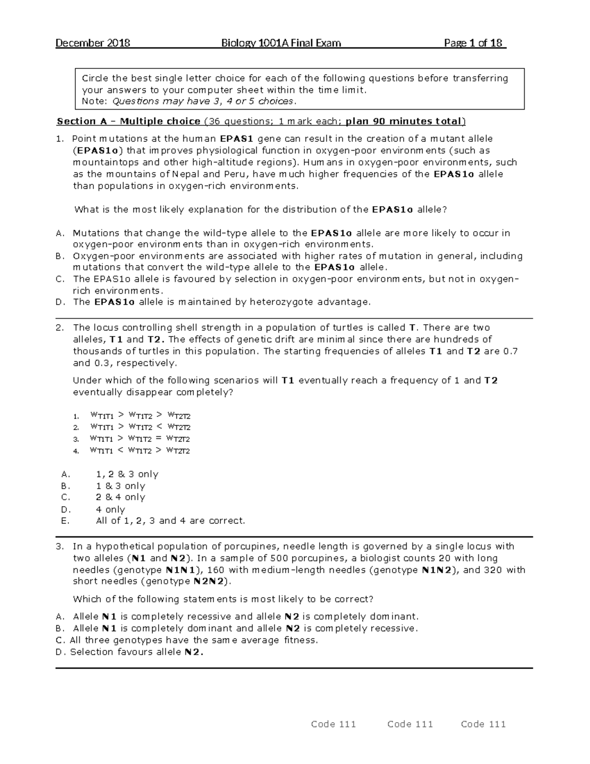 2018 Final Sample - Section A – Multiple choice (36 questions; 1 mark ...
