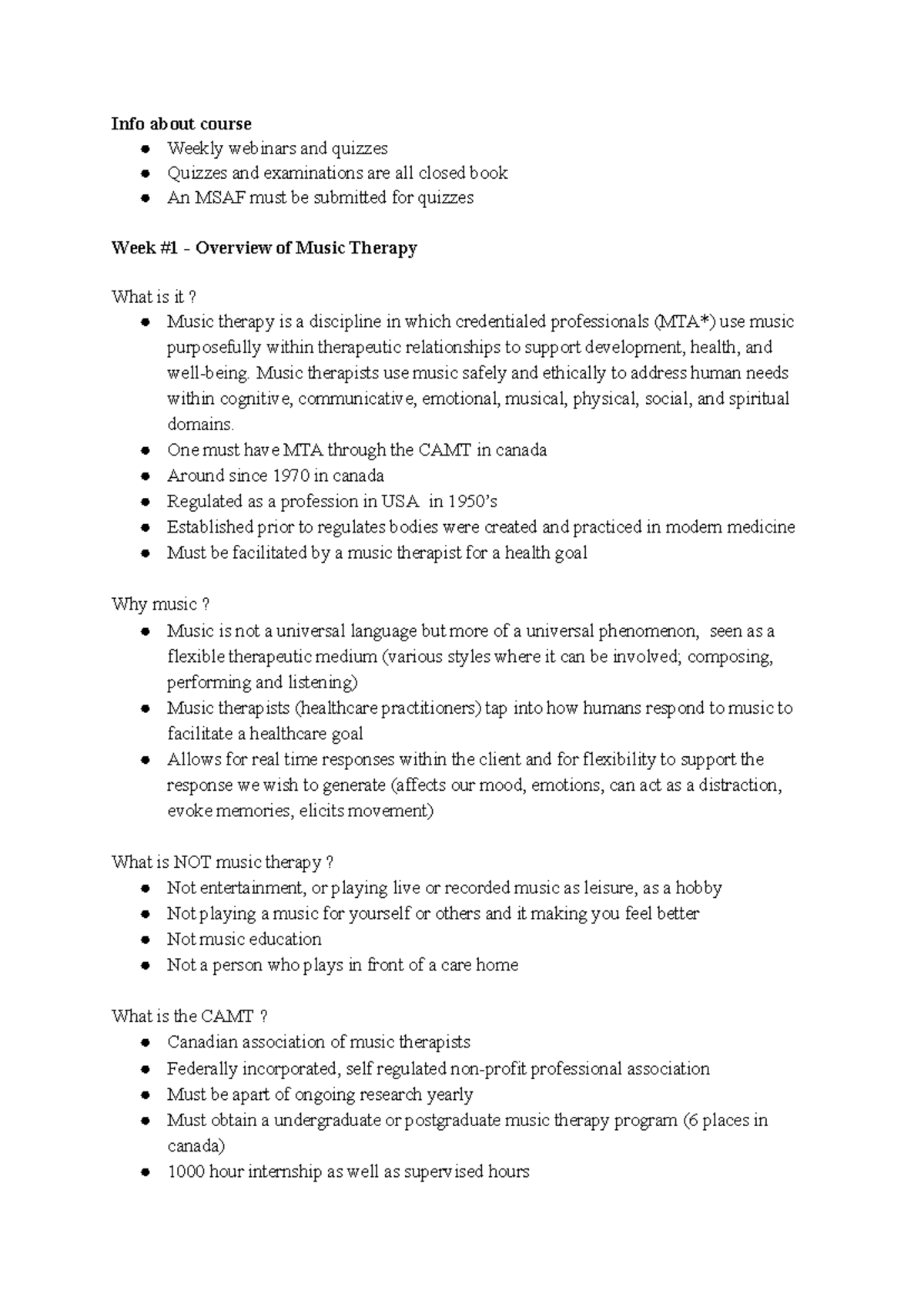 Music 2MT3 - week 1 - lecture notes - Info about course Weekly webinars ...
