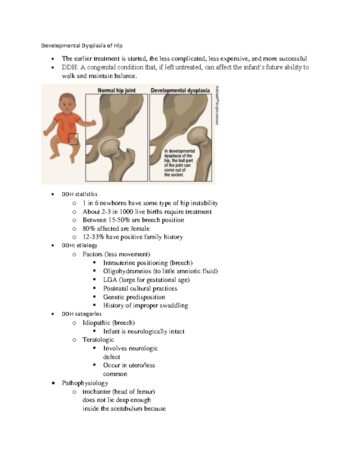 Ddh Lecture Notes For Ddh Developmental Dysplasia Of Hip The Earlier Treatment Is Started 7395