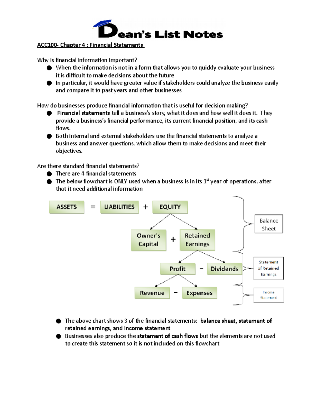 Chapter 4 Notes - ACC 100 Lecture - ACC100- Chapter 4 : Financial ...