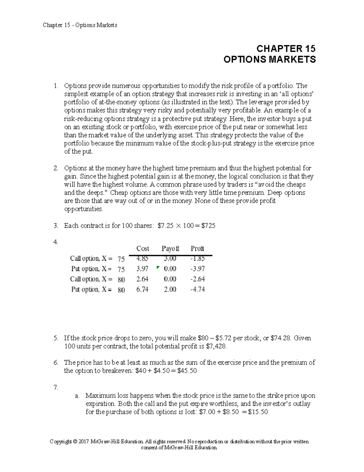 BKM 10e Chap015 - Eytan - Chapter 15 Options Markets CHAPTER 15 OPTIONS ...