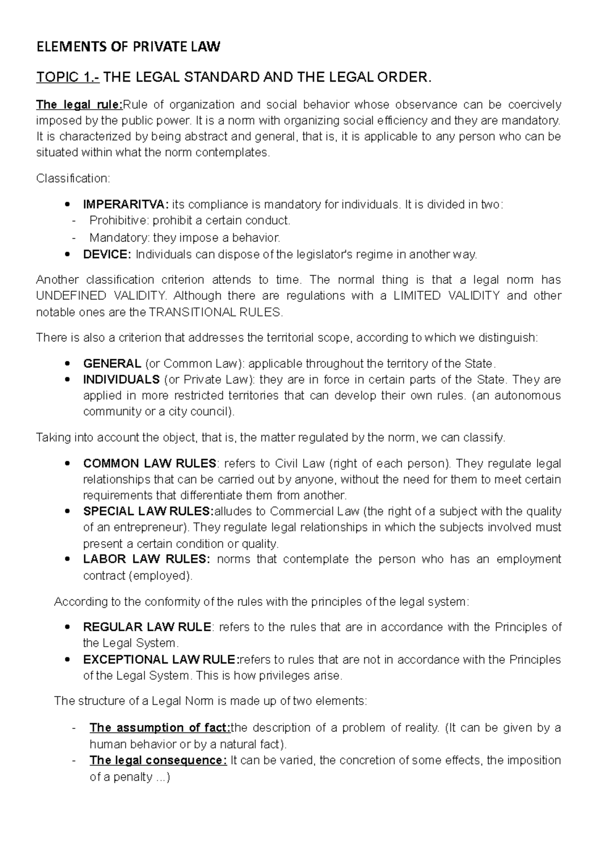 Unit 6 Law And Culture - Lecture notes 6 - ELEMENTS OF PRIVATE LAW ...