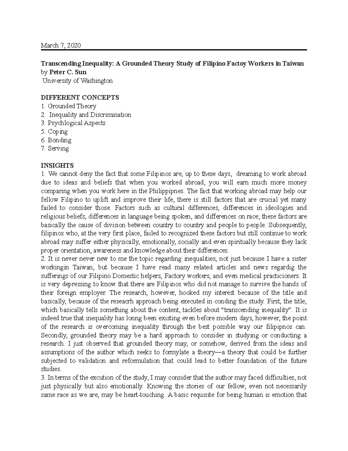 Mrr draft March 7, 2020 Transcending Inequality A Grounded Theory