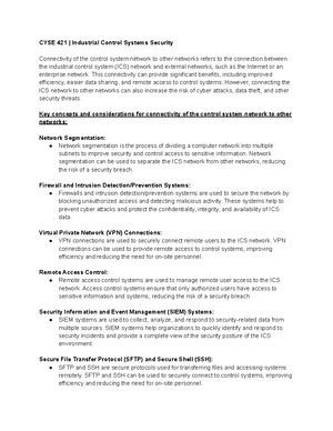CYSE 421 Multilayer Defense Strategies - CYSE 421 | Industrial Control ...