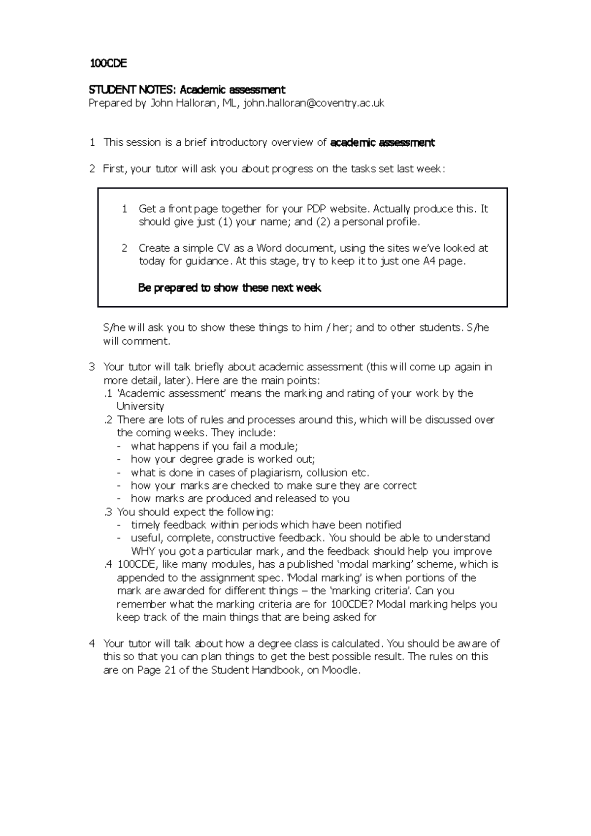 100CDE student notes 8 - ASSESSMENTS - 100CDE STUDENT NOTES: Academic ...