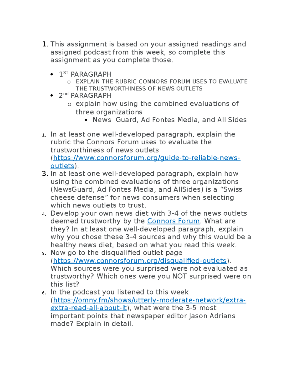 Assignmnet 1 - notes - This assignment is based on your assigned ...