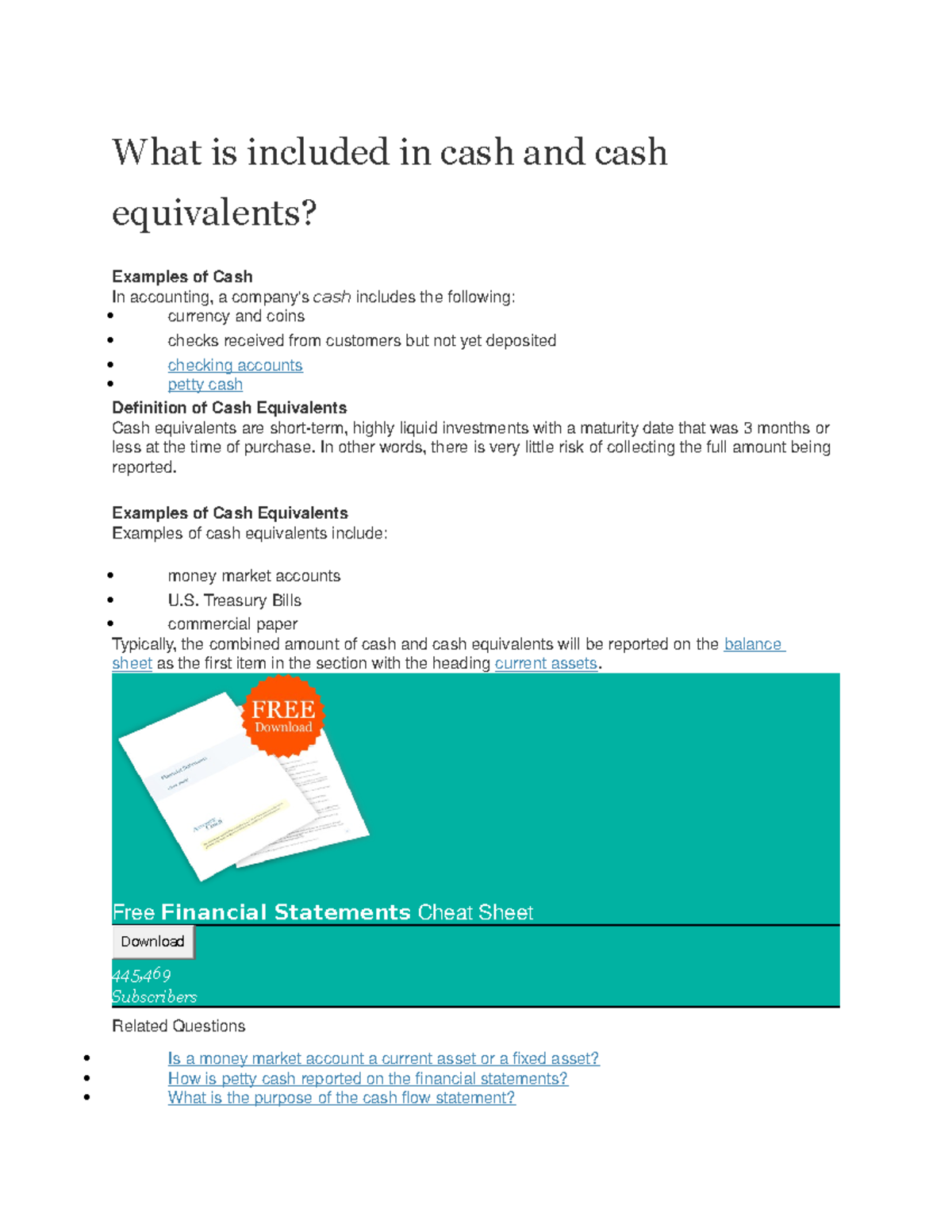 What is included in cash and cash equivalents What is included in cash and cash equivalents