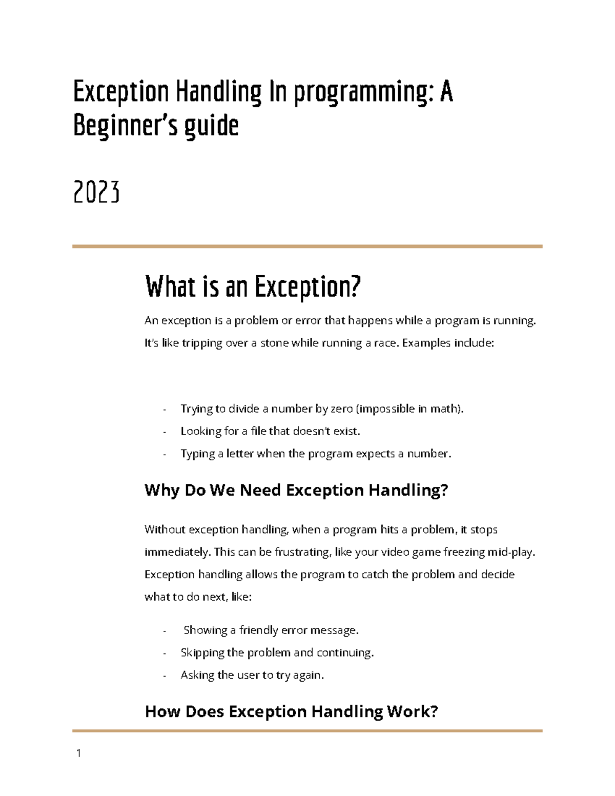 Exception handling in programming - A beginner's guide - Exception ...