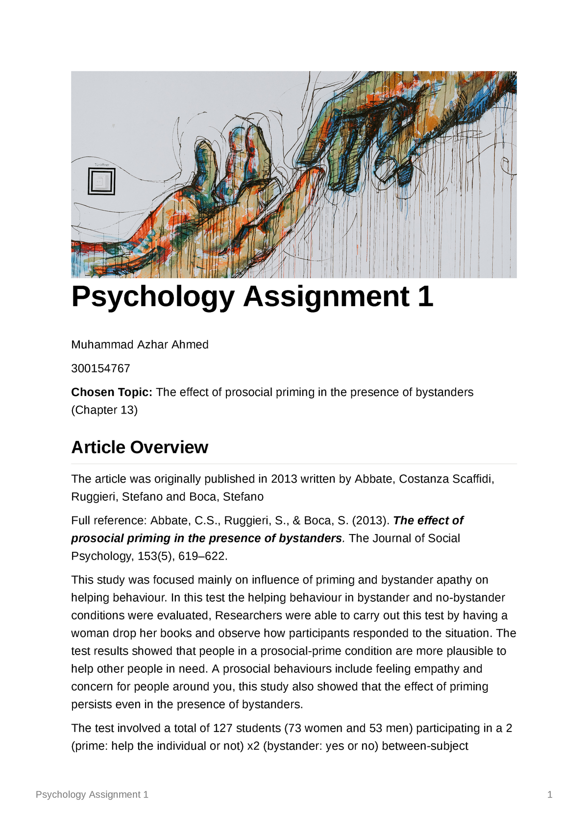 assignment for psychology